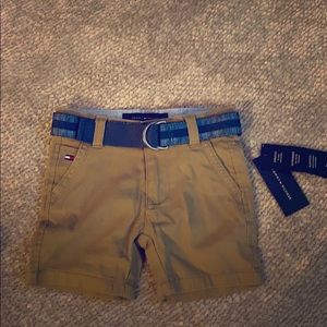 Brand new size 2T Tommy Hilfiger shorts and belt .